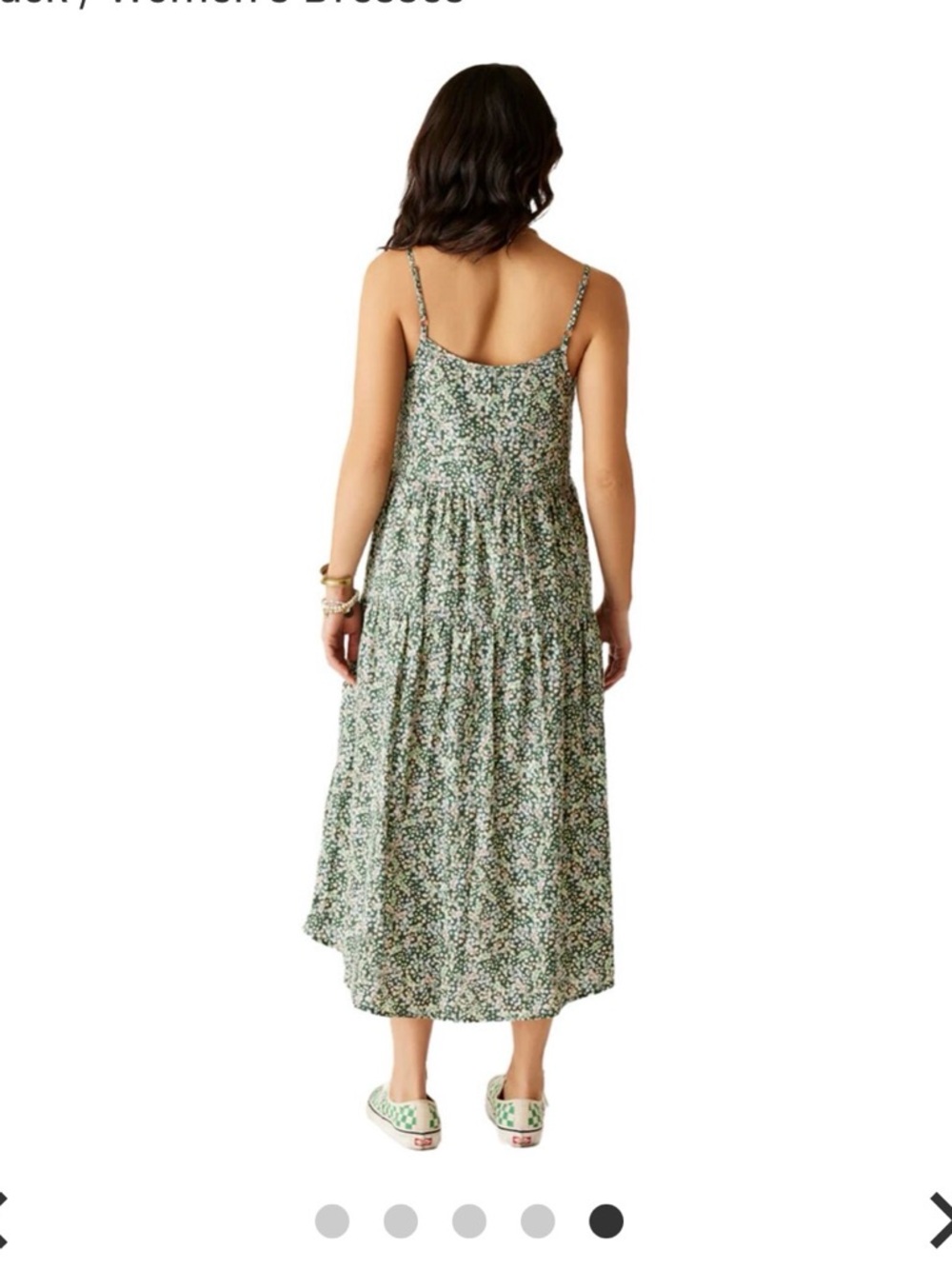 Green Floral Midi Sundress - Lightweight Women's dress- Carve Designs - Picture 3 of 11